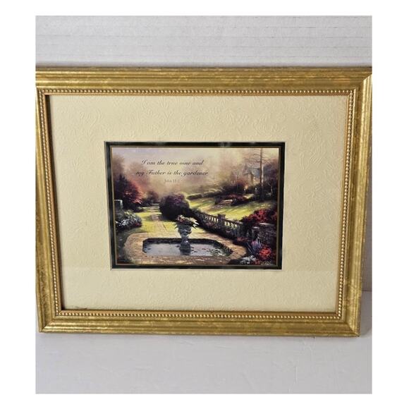1998 Thomas Kincaid Framed Print John 15:1 Gardens Beyond Hearth & Home Collect - Picture 1 of 8